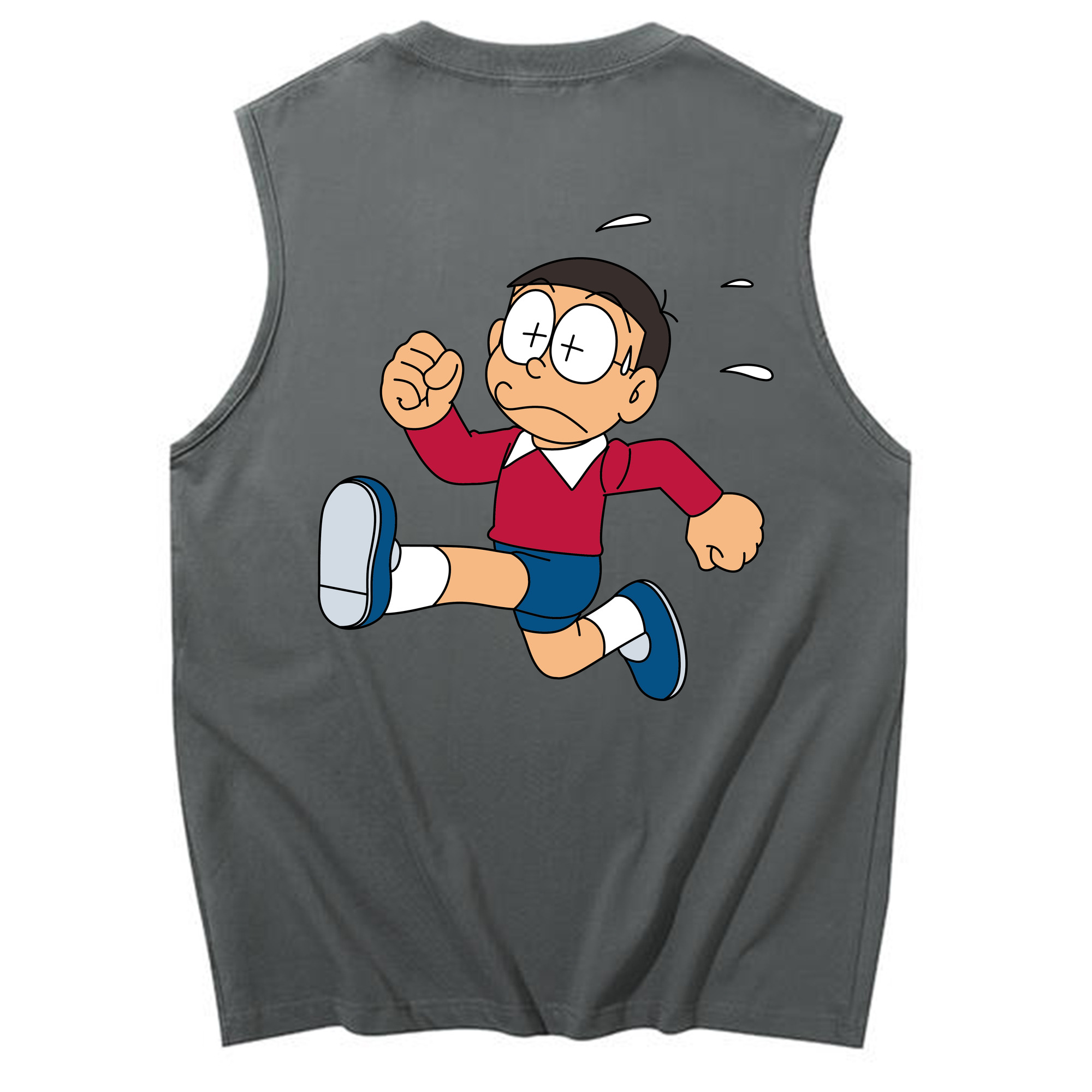 （画像用） ドラえもん 野比 のび太 Doraemon Nobita Nobi コットン100％タンクトップ（背面プリント）